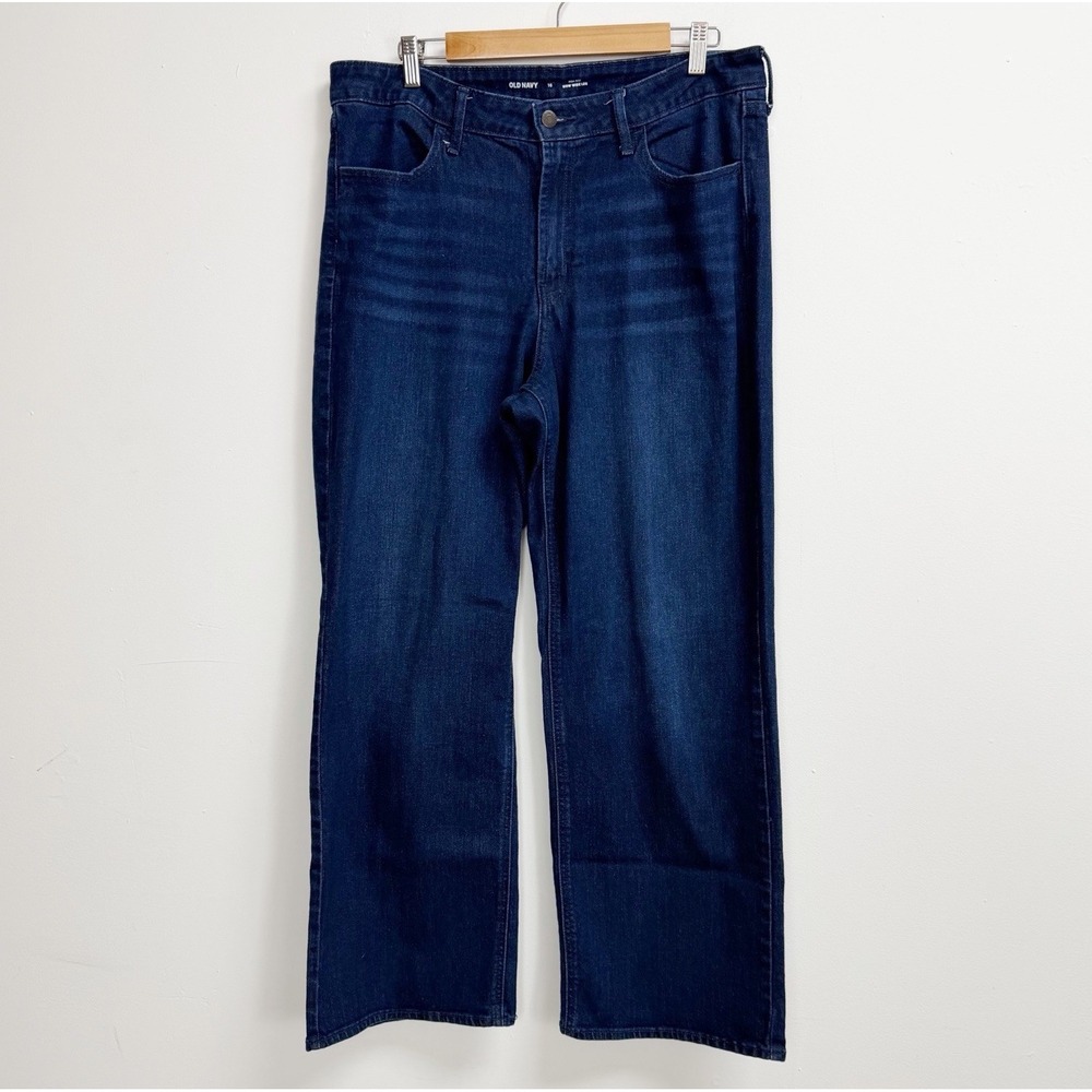 Old Navy Jeans Womens 16 Blue High Rise Wow Wide Leg Cotton Blend 30 Inseam